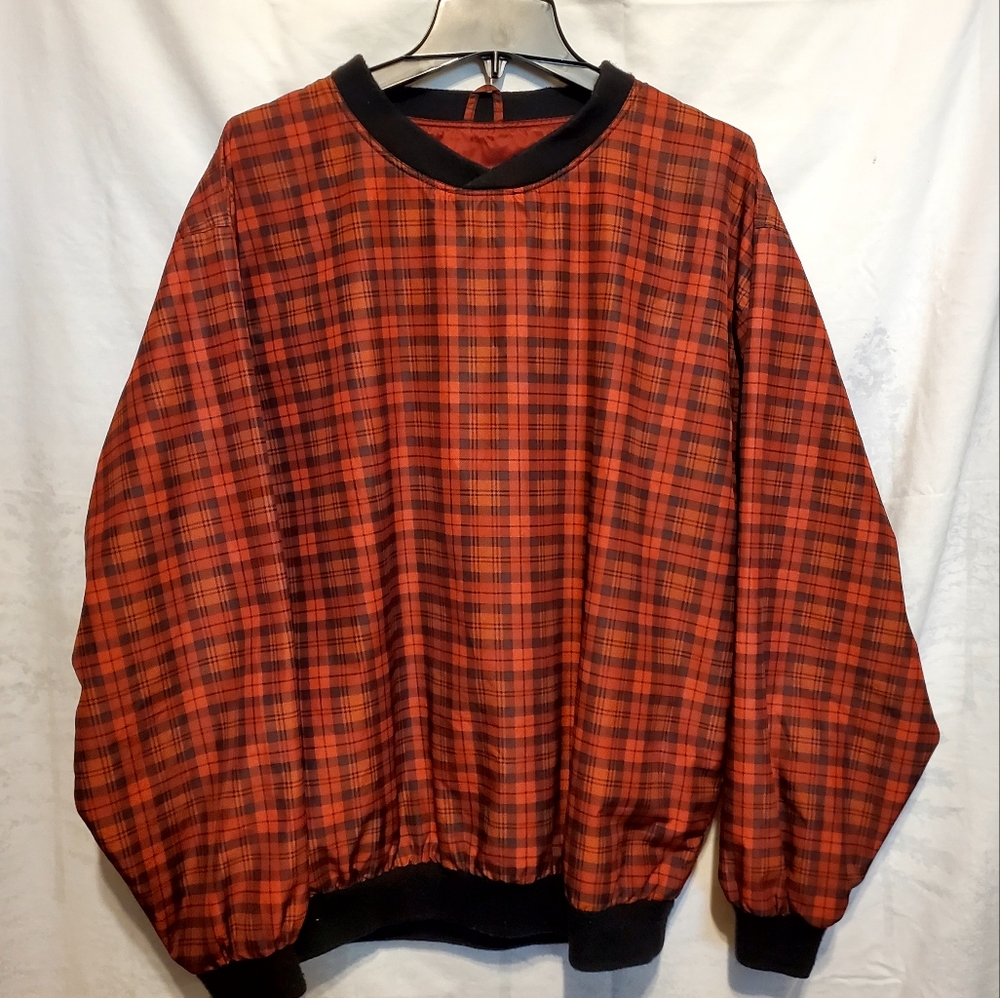 Vtg. Chukkers by Midwest Red Plaid Windbreaker Pullover Medium Golf